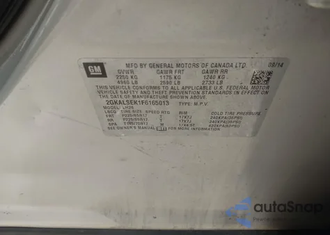 2015 GMC Terrain Slt-1 from USA, damaged, VIN 2GKALSEK1F6165013